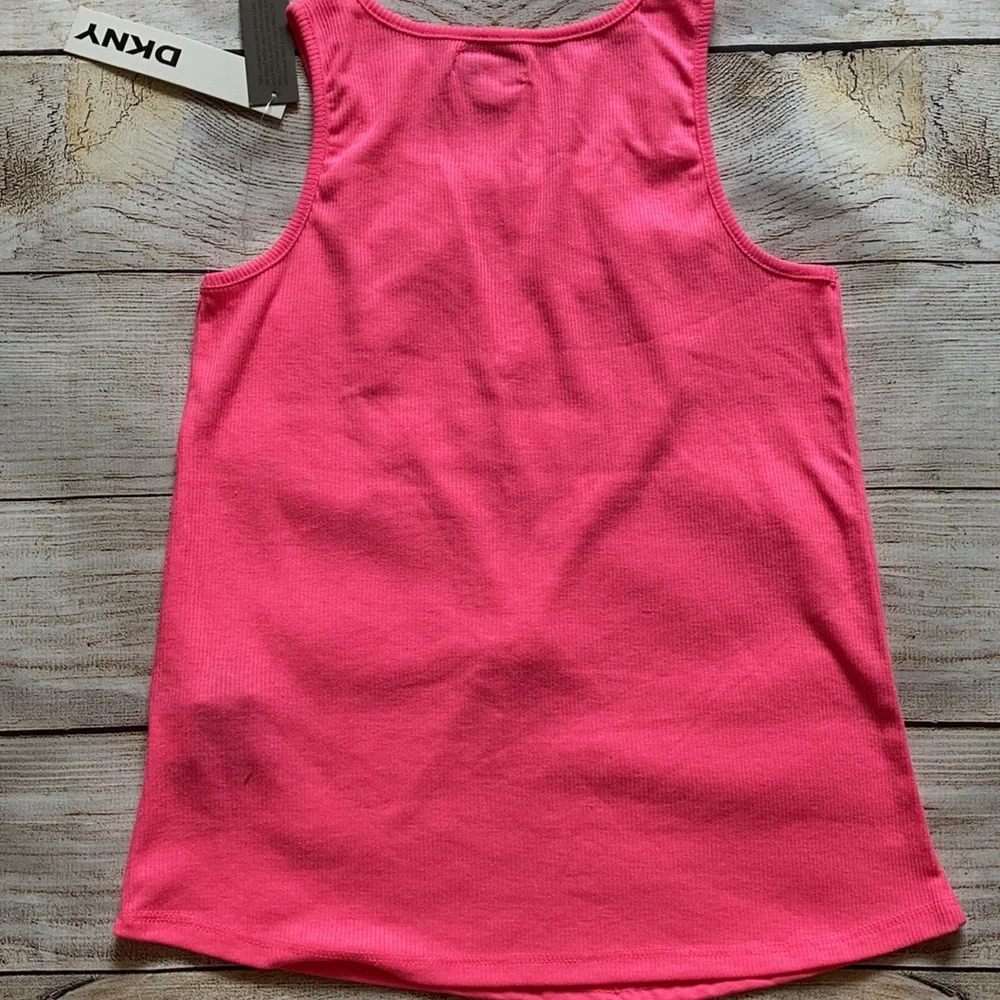 DKNY Braided Heart Tank Top Girls NWT Medium Hot Pink